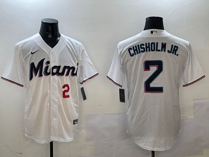 Men Miami Marlins #2 Chisholm jr White Game 2025 Nike MLB Jersey style 4